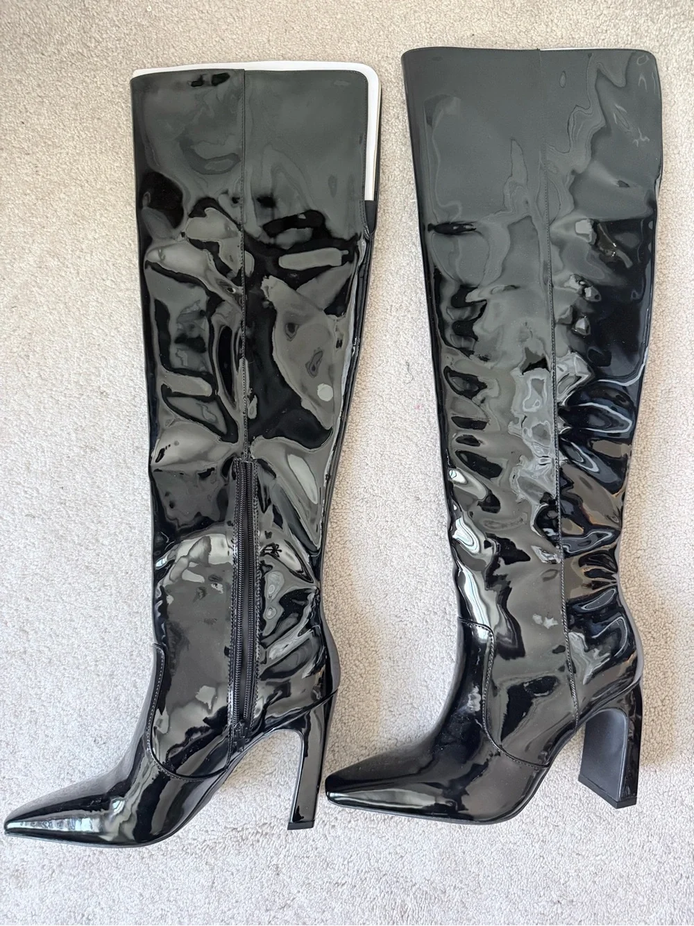 INC International Concepts Black Patent Over-the-Knee Boots Sz 9